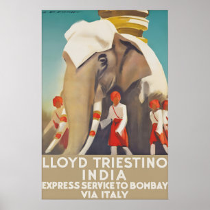 Oude India Reisposter Lloyd Triestino Bombay Poster