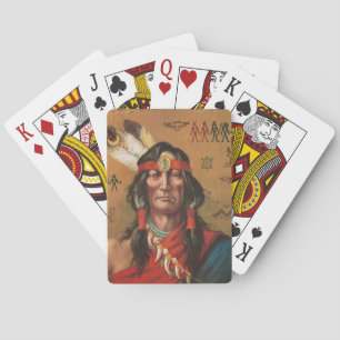 Oude indiaanse opperhoofd portretkunst pokerkaarten