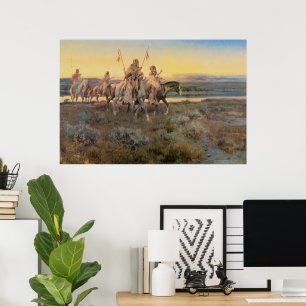 Oude Indianen, Piegans door CM Russell Poster