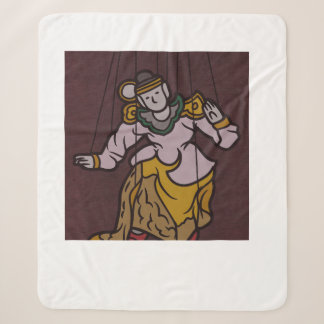 Oude Indiase miniatuurstijl kunst grafische kussen Sherpa Deken