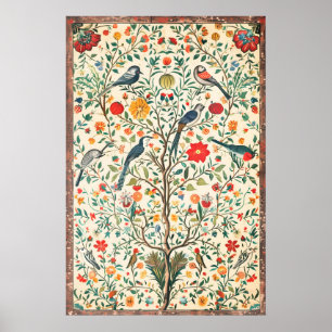 Oude Indische Bloemvogel Kunstprint Botanisch Poster