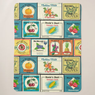 Oude ingeblikte waren - Fruitlabels Sherpa Deken