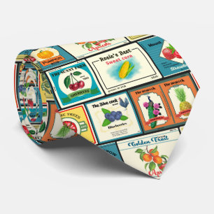 Oude ingeblikte waren - Fruitlabels Stropdas