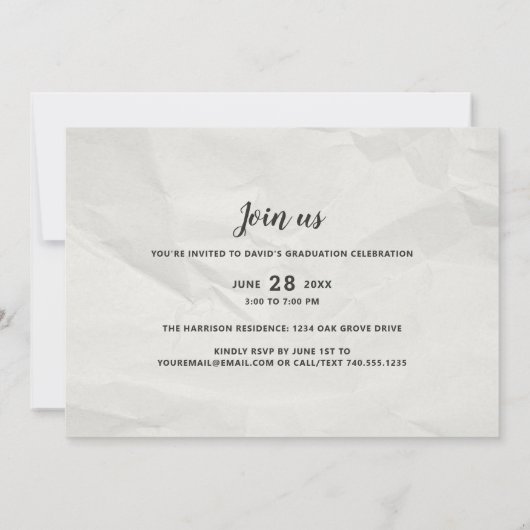 Oude inkt foto afstuderen kaart (Achterkant)