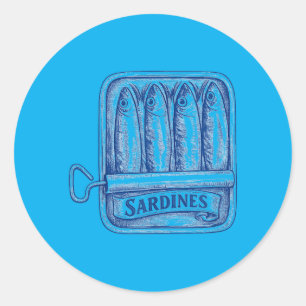 Oude Inkt Sardines Blikvis Kust Zeevruchten Ronde Sticker