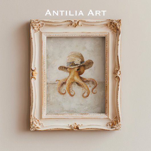 Oude inktvis-schildering Landelijk Grilleg Weekdie Poster