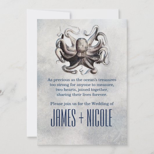 Oude Inktvis Zeezout Strand Trouw Uitnodigingen (Voorkant)