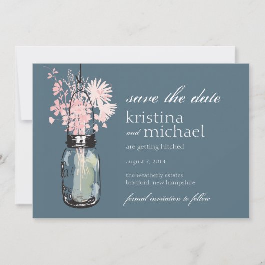 Oude inmaakpot & wilde bloemen save the date (Voorkant)