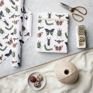 Oude insecten jongens verjaardag cadeaupapier