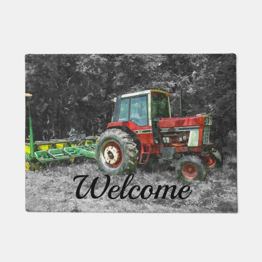 Oude Internationale Tractor Painterly Deurmat (Voorkant)