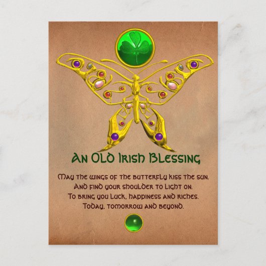 Oude Irish Blessing for Luck Parchment Briefkaart (Voorkant)