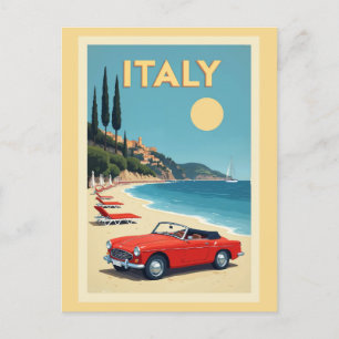 Oude Italiaanse kust strand auto Briefkaart