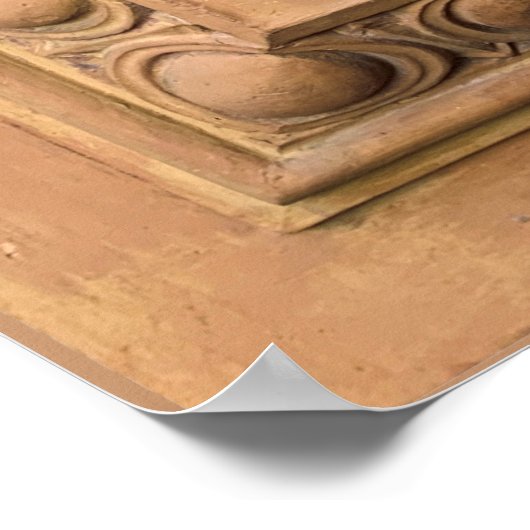 Oude Italiaanse terracotta floral plaque, rosette  Poster (Hoek)