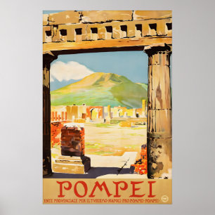 Oude Italië Pompeii Reisposter Mount Vesuvius Poster