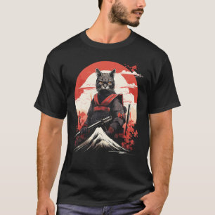 Oude Japan Oorlogsgod Ninja Kat Samurai Kitty T-shirt