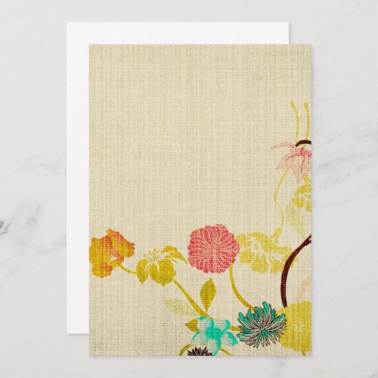 Oude Japanse bloemen Uitnodiging (Voorkant / Achterkant)