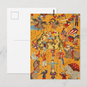 Oude Japanse Circusposter Ukiyo-e Kunst Briefkaart