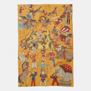 Oude Japanse Circusposter Ukiyo-e Kunst Theedoek