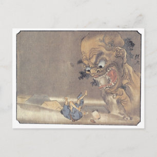 Oude Japanse demon schilderen Briefkaart