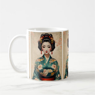 Oude Japanse Geisha Portret Koffiemok