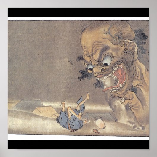 Oude Japanse Ghost/demon-schildering Poster (Voorkant)