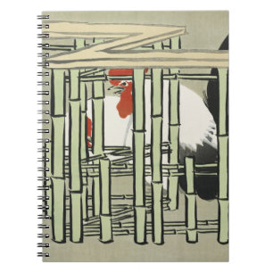 Oude Japanse Haan achter Bamboehek Kunst Notitieboek
