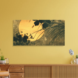 Oude Japanse Herfst Gras in Maneschijn Canvas Afdruk