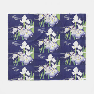 Oude Japanse Iris-kunstprint Kogyo Tsukioka Fleece Deken