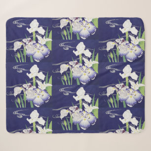 Oude Japanse Iris-kunstprint Kogyo Tsukioka Sherpa Deken