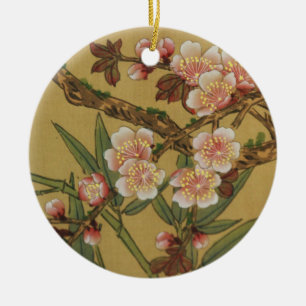 Oude Japanse Kersenbloesem Aziatische Bloemen Keramisch Ornament