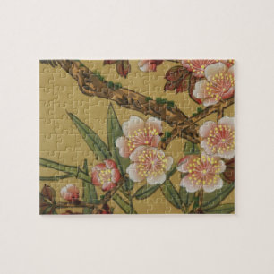 Oude Japanse Kersenbloesem Aziatische Bloemen Legpuzzel