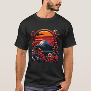 Oude Japanse Kersenbloesem Sakura Mount Fuji T-shirt