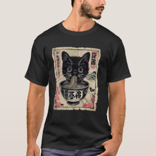 Oude Japanse Kunst Kittenliefhebber Cute Ramen Kat T-shirt