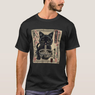 Oude Japanse Kunst Kittenliefhebber Schattige Rame T-shirt