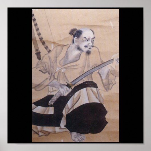 Oude Japanse Samurai Painting Poster (Voorkant)