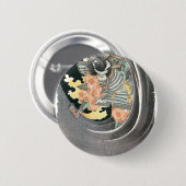Oude Japanse Samurai-schilderijen Ronde Button 5,7 Cm (Voorkant /achterkant)