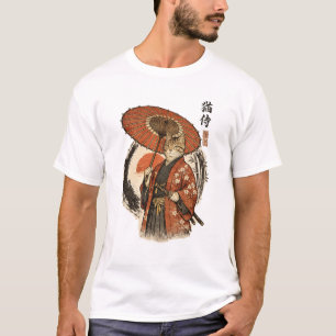 Oude Japanse Ukiyo-e houtsnede tabbykat T-shirt