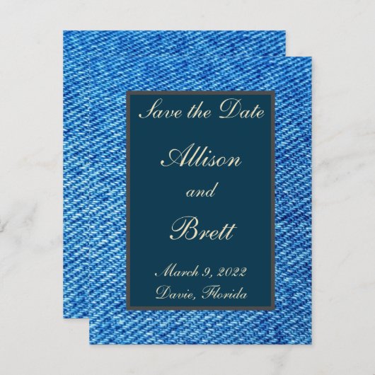 Oude Jeans sparen de Datum Kaart (Voorkant / Achterkant)