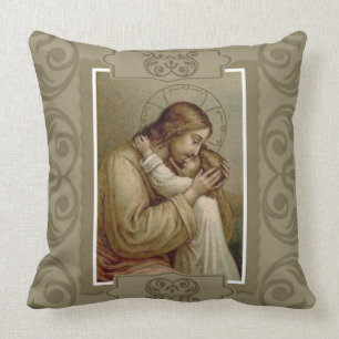 Oude Jezus Christus met jong kind Kussen