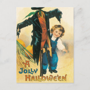 Oude Jolly Halloween-vogelverschrikker Ellen Claps Briefkaart