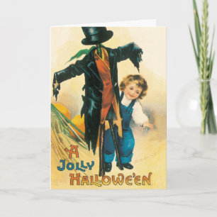 Oude Jolly Halloween Vogelverschrikker Ellen Claps Kaart