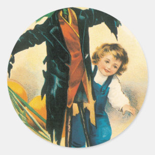 Oude Jolly Halloween Vogelverschrikker Ellen Claps Ronde Sticker