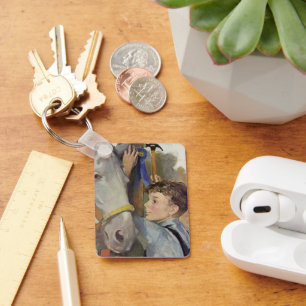 Oude Jongen met zijn Blauwe Lint Winnend Paard Sleutelhanger