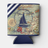 Oude kaart/boot/silhouet/ankers gewicht blikjeskoeler (Voorkant)