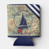 Oude kaart/boot/silhouet/ankers gewicht blikjeskoeler (Achterkant)