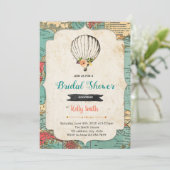 Oude kaart hot air ballon feest uitnodiging (Staand voorkant)