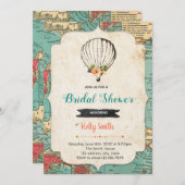 Oude kaart hot air ballon feest uitnodiging (Voorkant / Achterkant)