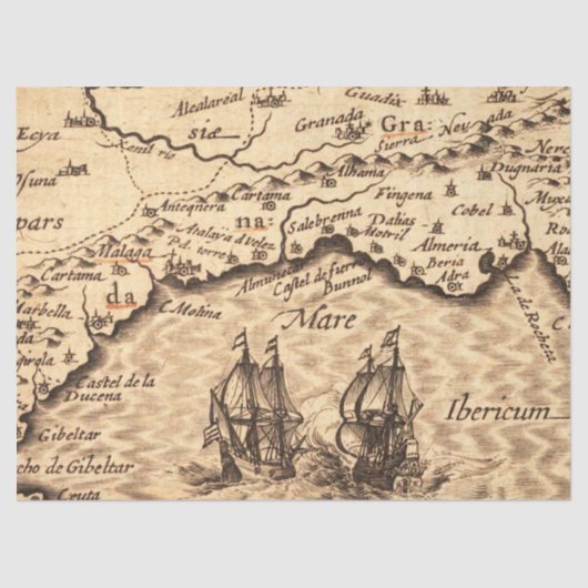 Oude Kaart Reeks 1 Ontwerp 7 Tissuepapier (Voorkant)