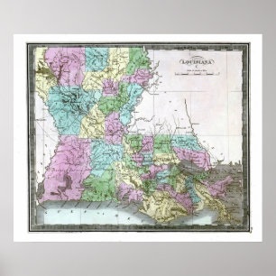 Oude kaart van 1848 Louisiana Poster