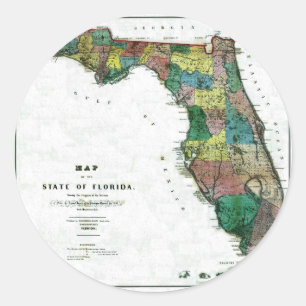 Oude kaart van 1856 Florida Ronde Sticker